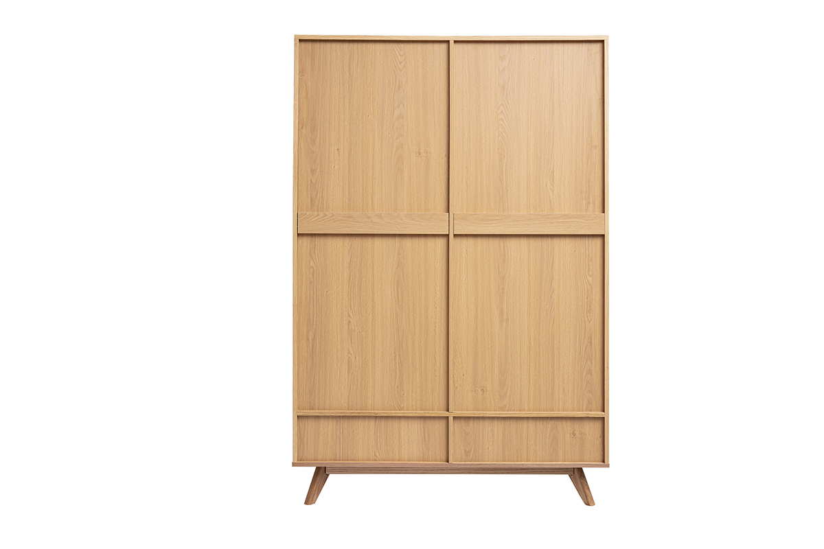 Armoire design en bois clair L120 cm avec portes ferm�es, vue de dos.