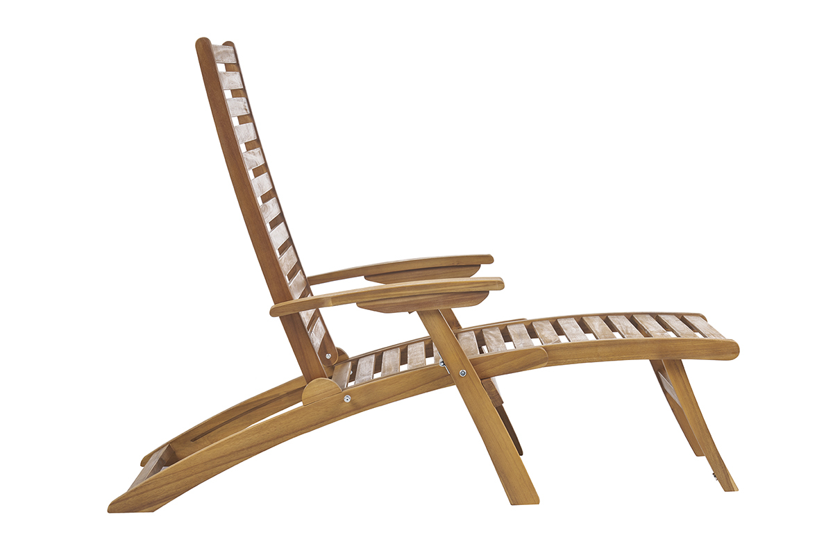 Bain de soleil inclinable 3 positions en bois massif RIO