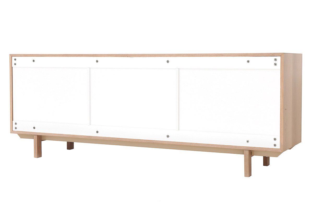 Buffet scandinave bois et blanc 2 portes 3 tiroirs L195 cm SID