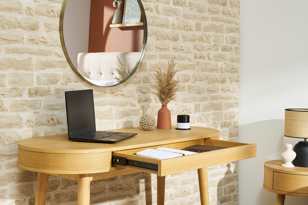 Bureau avec tiroir en bois clair L120 cm JUDITH