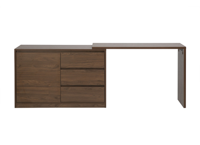 Bureau modulable finition bois fonc&eacute; noyer L110-200.5 cm CONRAD