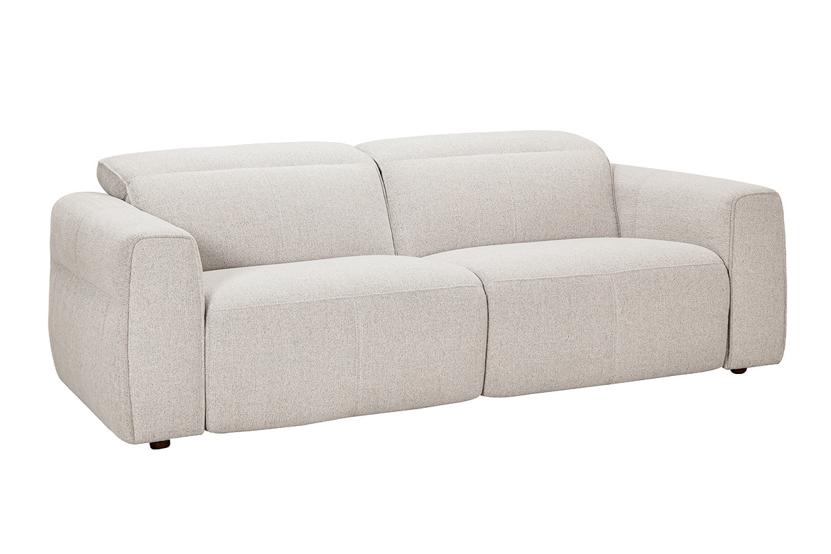 Canap� 3 places AVORIAZ avec t�ti�res ajustables et repose-pieds �lectrique, en tissu beige