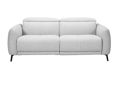 Canap&eacute; 3 places avec t&ecirc;ti&egrave;res ajustables et repose-pieds &eacute;lectrique en tissu effet velours textur&eacute; gris clair et m&eacute;tal TIGNES