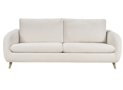 Canap&eacute; convertible 3-4 places en tissu effet velours beige avec matelas 10 cm LEANDRE