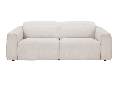 Canap&eacute; 3 places avec t&ecirc;ti&egrave;res ajustables et repose-pieds &eacute;lectrique en tissu effet velours textur&eacute; beige AVORIAZ