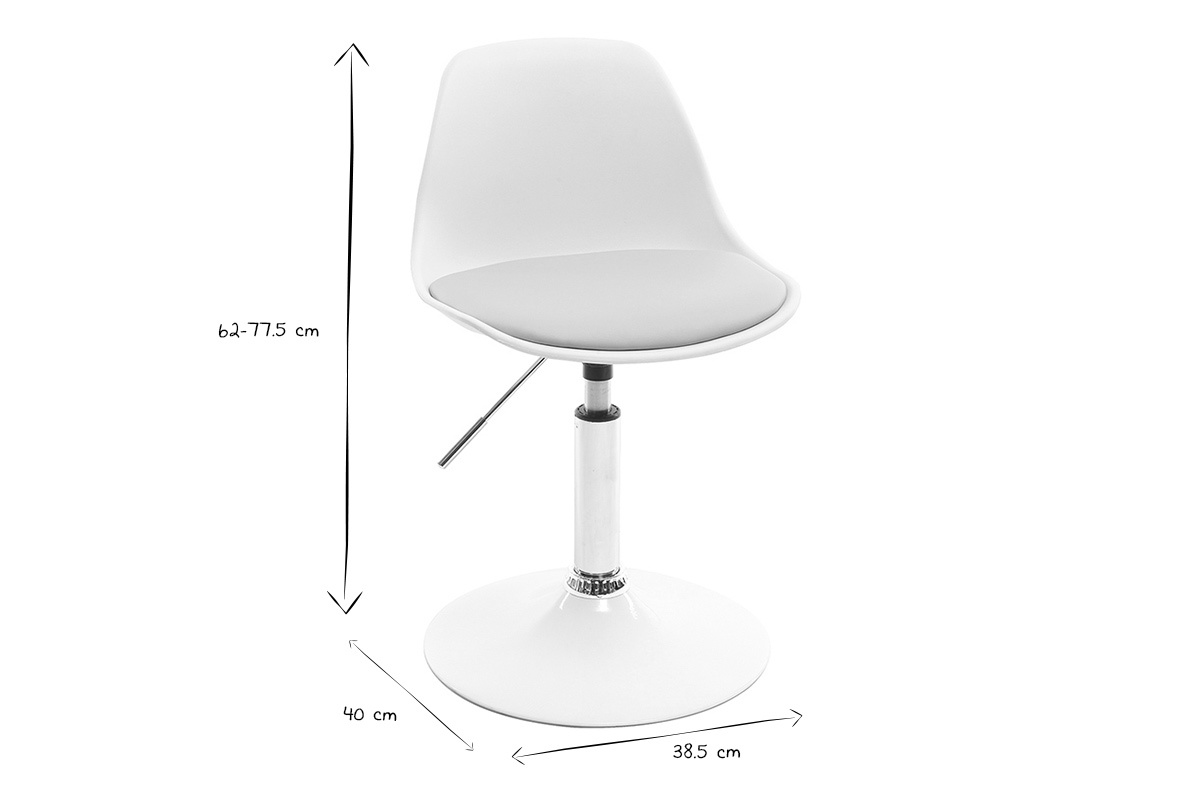 Chaise de bureau design enfant blanche STEEVY