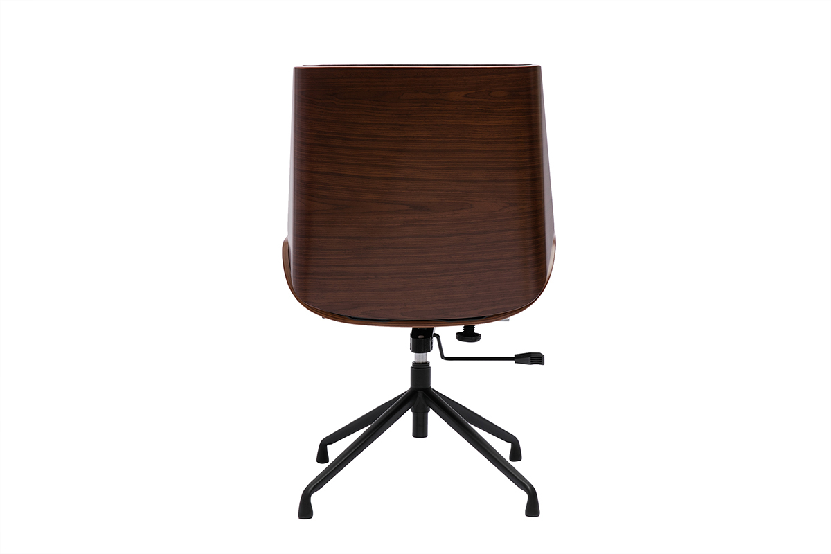Chaise de bureau design pivotante 360� noir, bois fonc� noyer et m�tal noir CURVED
