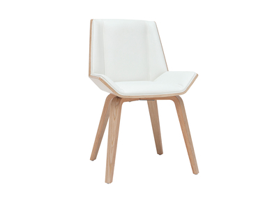 Chaise design blanc et bois clair MELKIOR