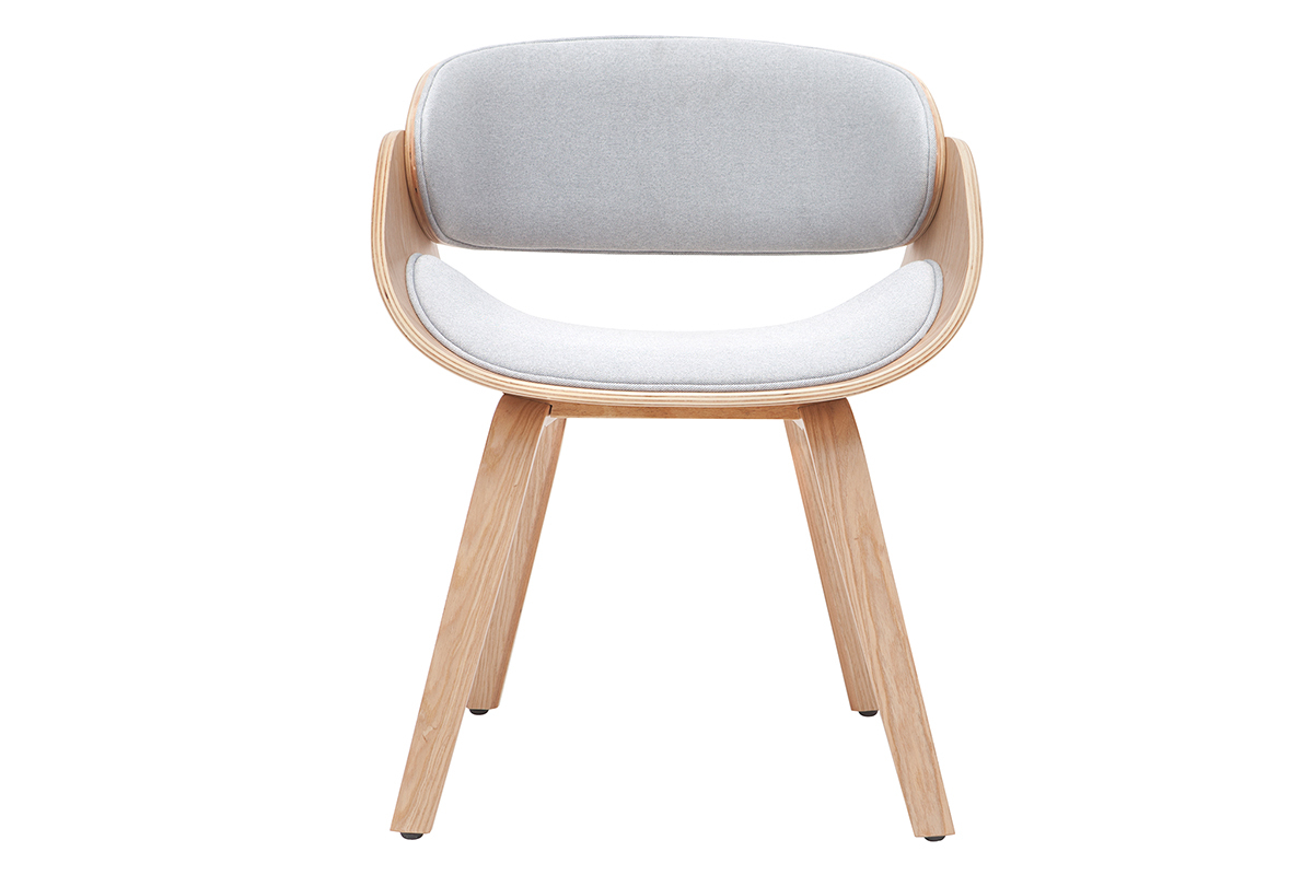 Chaise design en tissu gris et bois clair BENT
