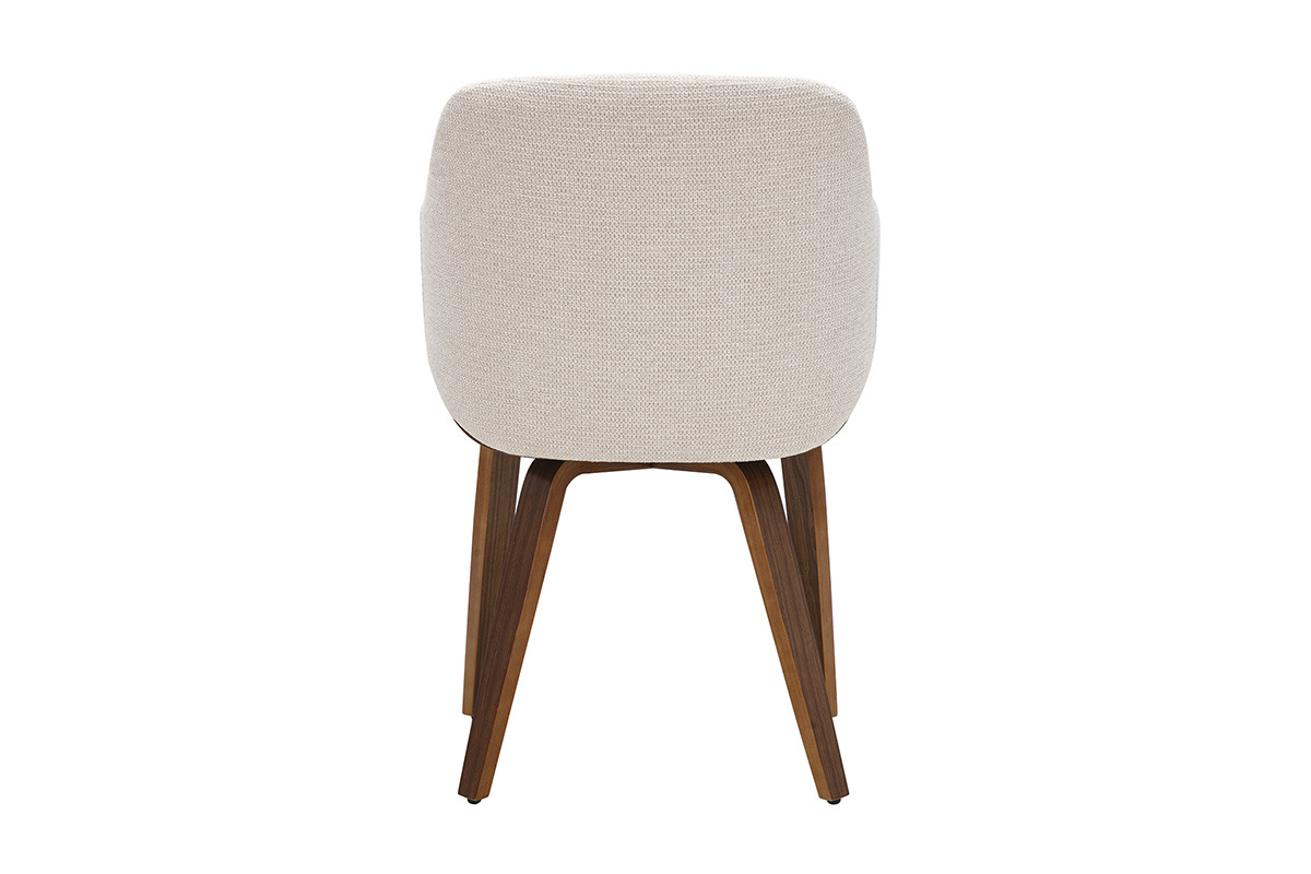 Chaise EARL en tissu chenille beige vue de dos avec pieds en bois fonc�.
