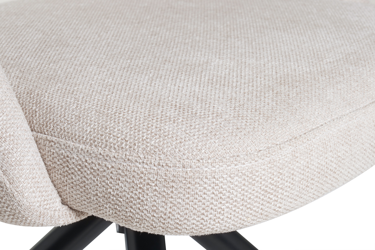 Chaise pivotante 360� en tissu effet velours textur� beige et m�tal noir COSETTE