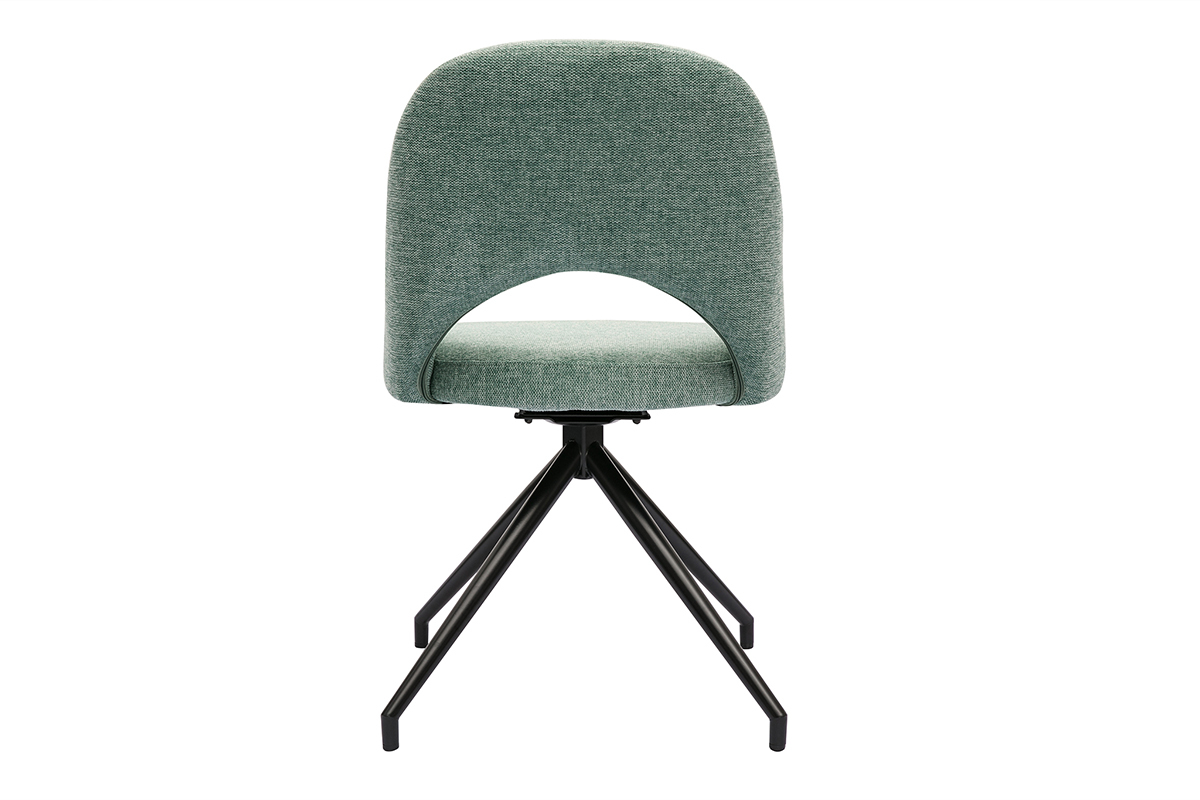 Chaise pivotante 360� en tissu effet velours textur� vert c�ladon et m�tal noir COSETTE