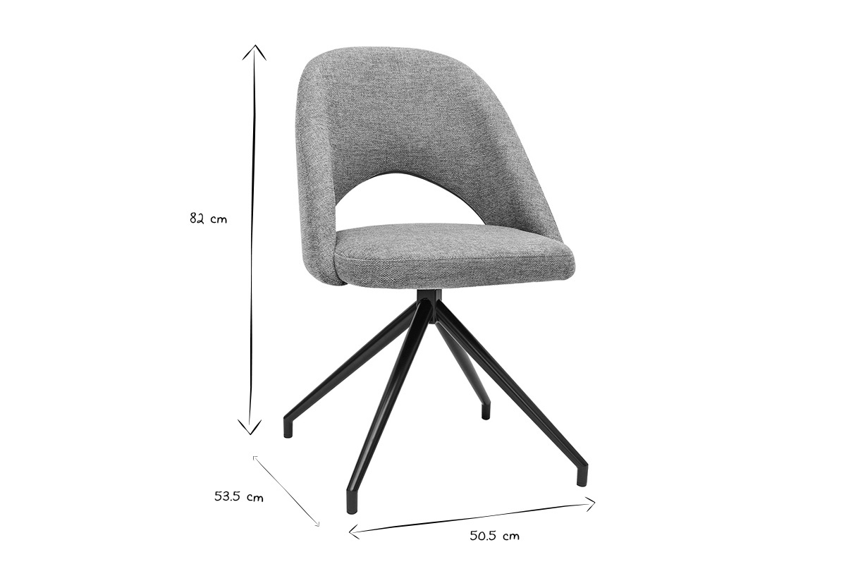 Chaise pivotante 360� en tissu effet velours textur� vert c�ladon et m�tal noir COSETTE