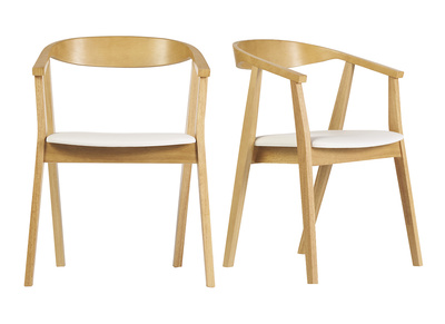 Chaises scandinaves design blanc et bois clair (lot de 2) BAHIA