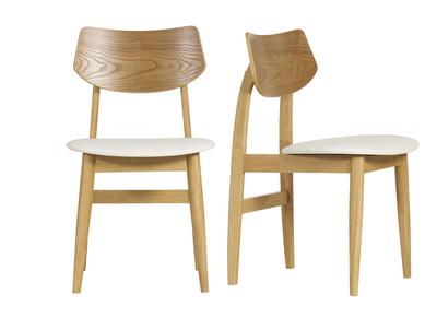 Chaises scandinaves en bois clair et blanc (lot de 2) ELION