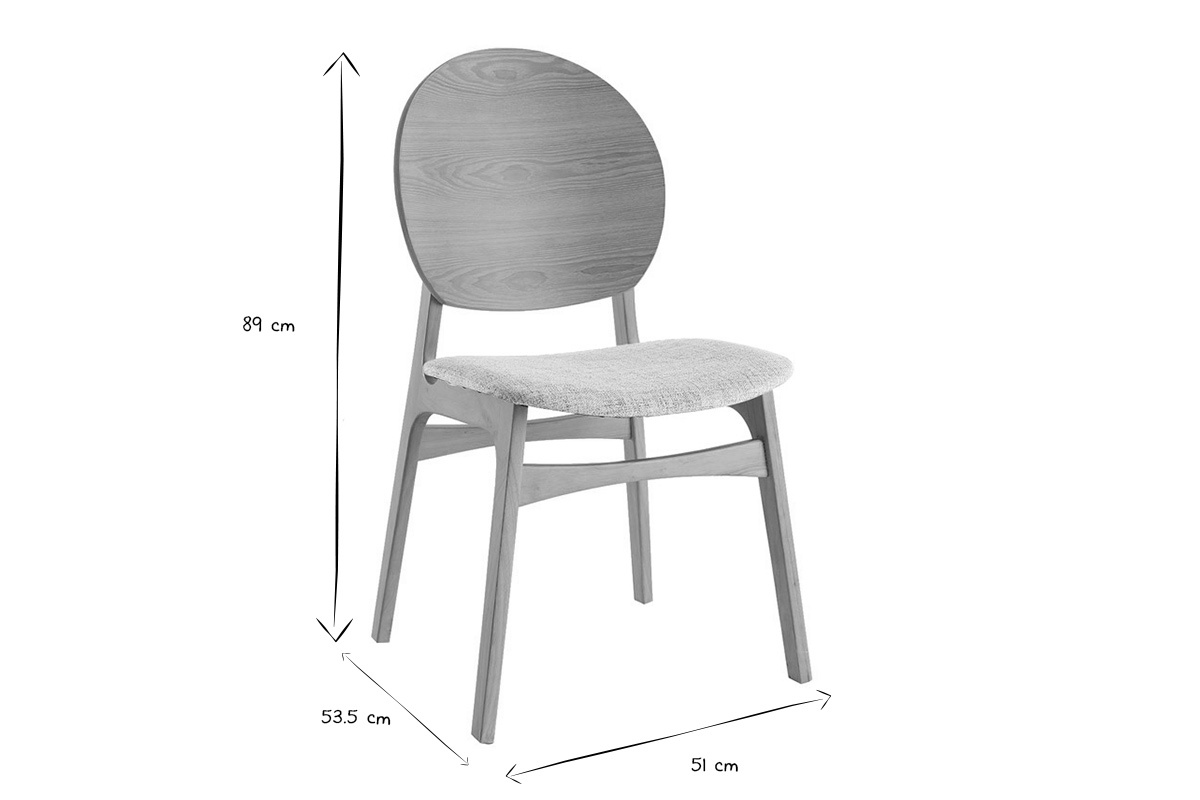Chaises scandinaves en bois clair et tissu gris clair (lot de 2) ELTON