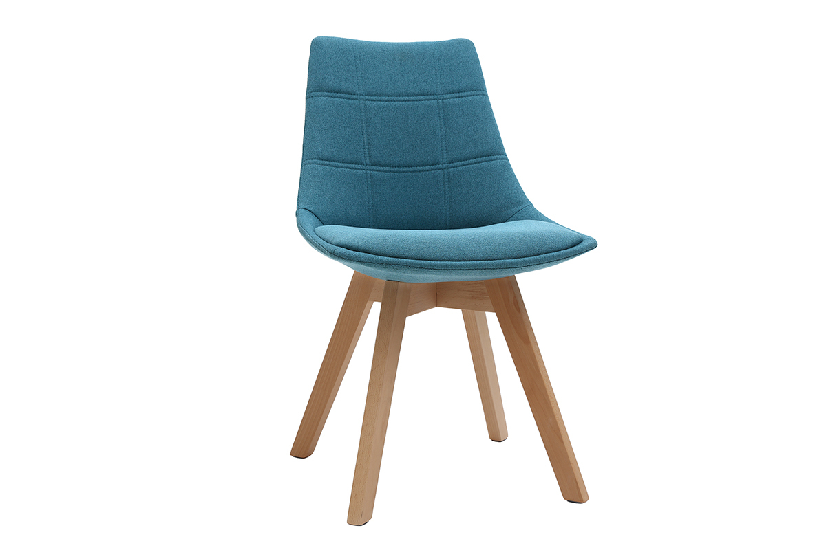 Chaises scandinaves en tissu bleu canard et bois clair (lot de 2) MATILDE