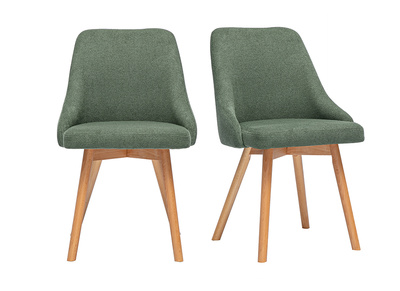 Chaises scandinaves en tissu chenille vert kaki et bois clair (lot de 2) HASTA