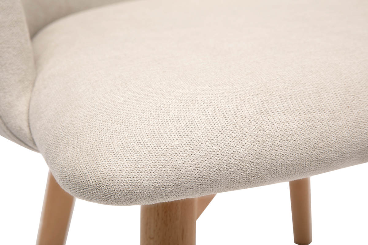 Chaises scandinaves en tissu effet velours beige et bois clair massif (lot de 2) VANITY
