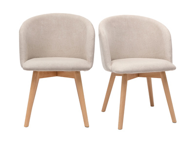 Chaises scandinaves en tissu effet velours beige et bois clair massif (lot de 2) VANITY