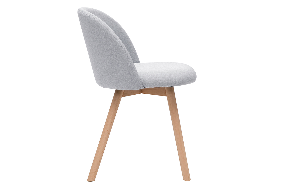 Chaises scandinaves en tissu gris clair et bois clair massif (lot de 2) CELESTE