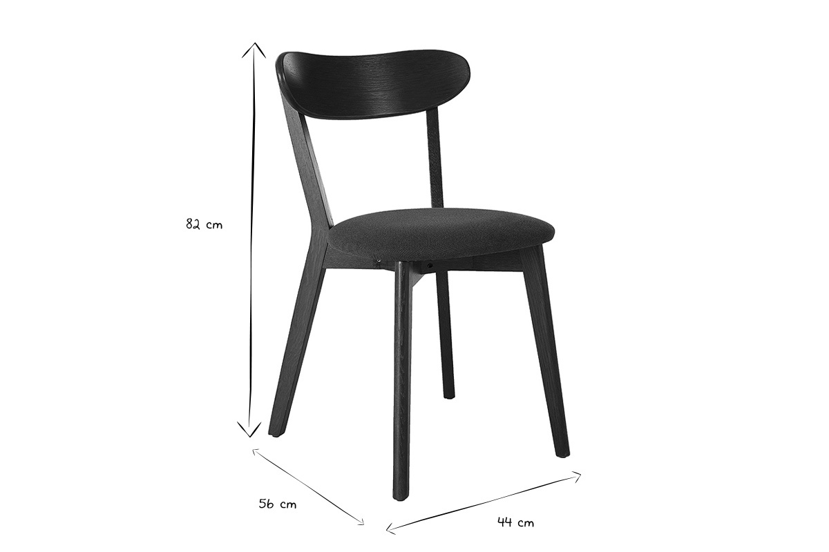 Chaises DOVE, dimensions L44 x P56 x H82 cm, vue lat�rale en noir et blanc