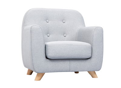 Fauteuil enfant scandinave en tissu gris clair et bois clair NORKID