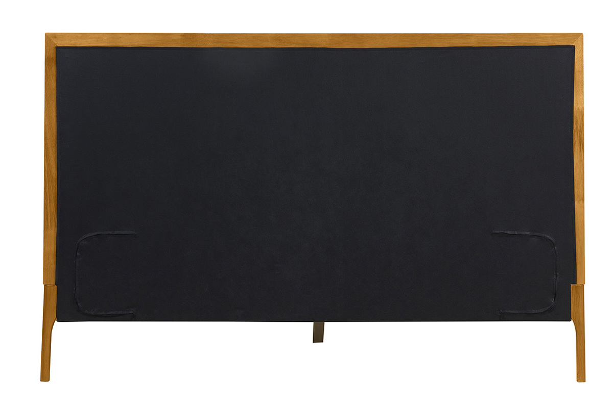 Lit 2 places 160x200 cm en bois clair et tissu gris clair RONN