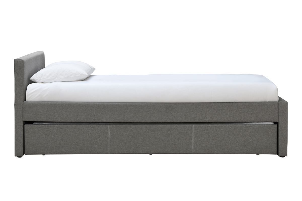 Lit gigogne en tissu gris 90x190 cm MACCO
