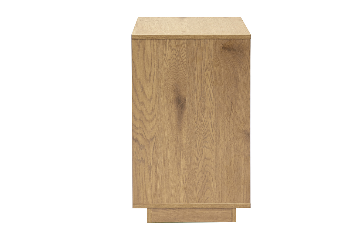 Meuble de rangement finition bois clair ch�ne, vue de profil.
