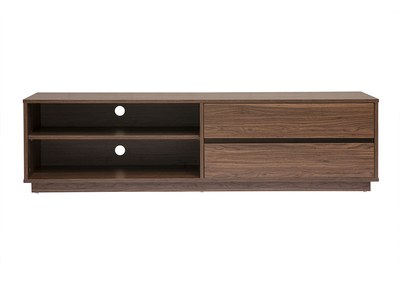 Meuble TV finition bois fonc&eacute; noyer 2 tiroirs L160 cm MADERO