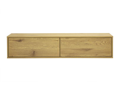 Meuble TV suspendu finition bois clair ch&ecirc;ne L140 cm FLEXO