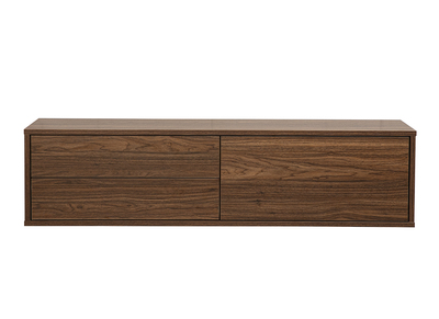 Meuble TV suspendu finition bois fonc&eacute; noyer L120 cm FLEXO