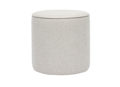 Pouf rond en tissu effet velours textur&eacute; beige D40 cm PAUL