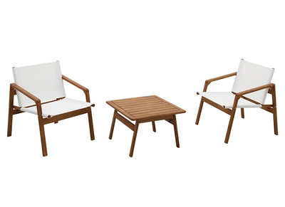 Salon de jardin blanc et bois massif PADANG