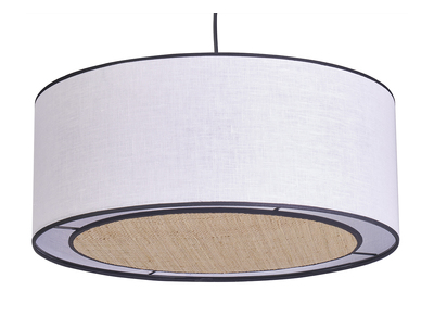 Suspension cylindrique en lin blanc et rabane naturelle D50 cm TRAVES