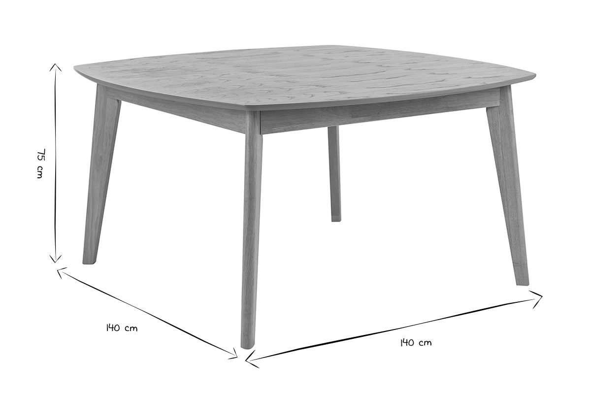 Table carr� scandinave noir et blanc, dimensions L140xP140xH75 cm.