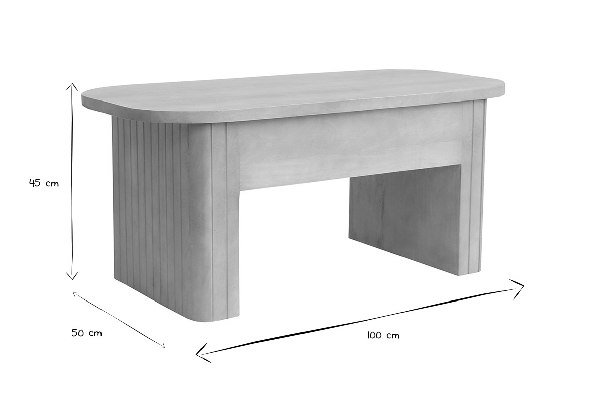 Table basse relevable rectangulaire bois manguier massif L100 cm LATIGO