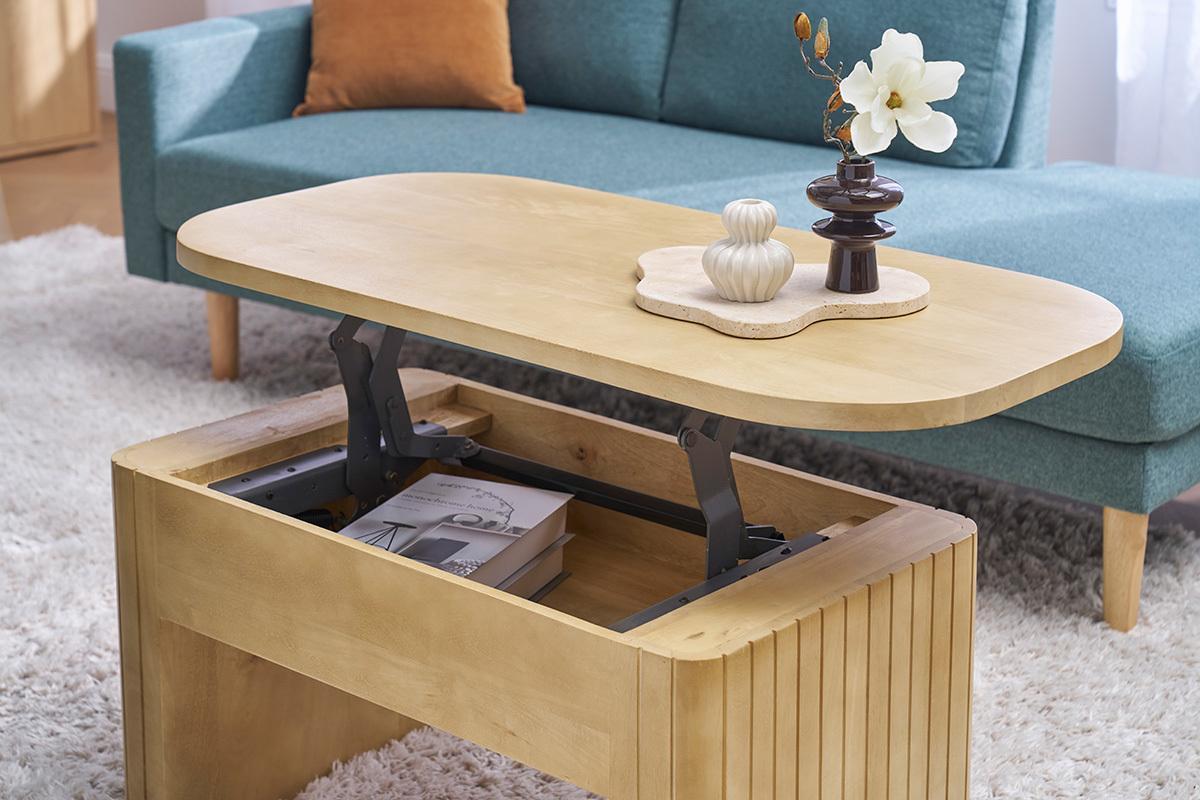 Table basse relevable rectangulaire bois manguier massif L100 cm LATIGO