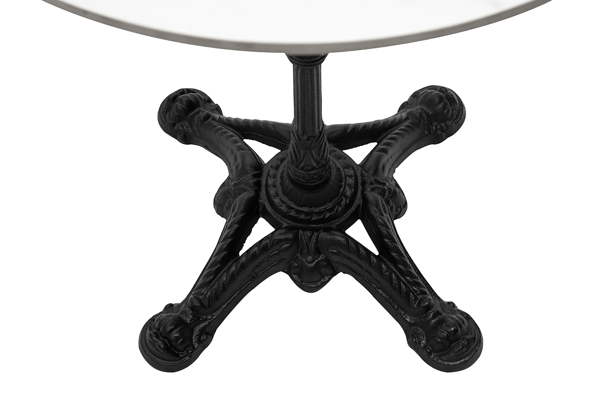 Table bistrot ronde en pierre min�rale et m�tal noir D60 cm CONTY
