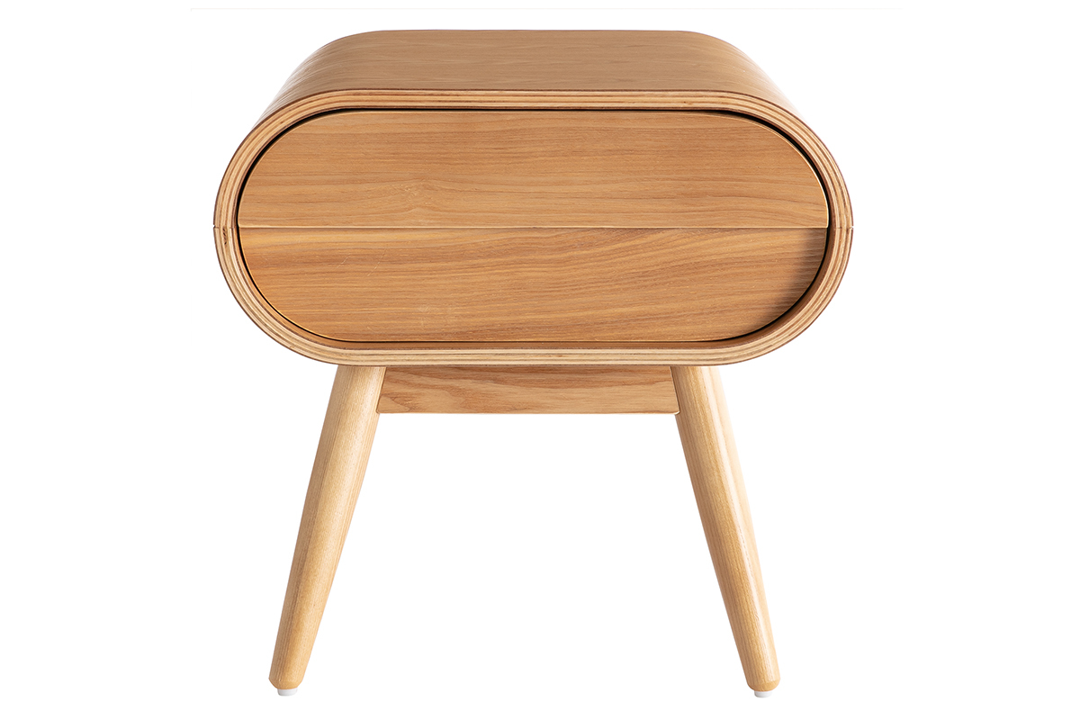 Table de chevet avec tiroir vintage bois clair BJORG
