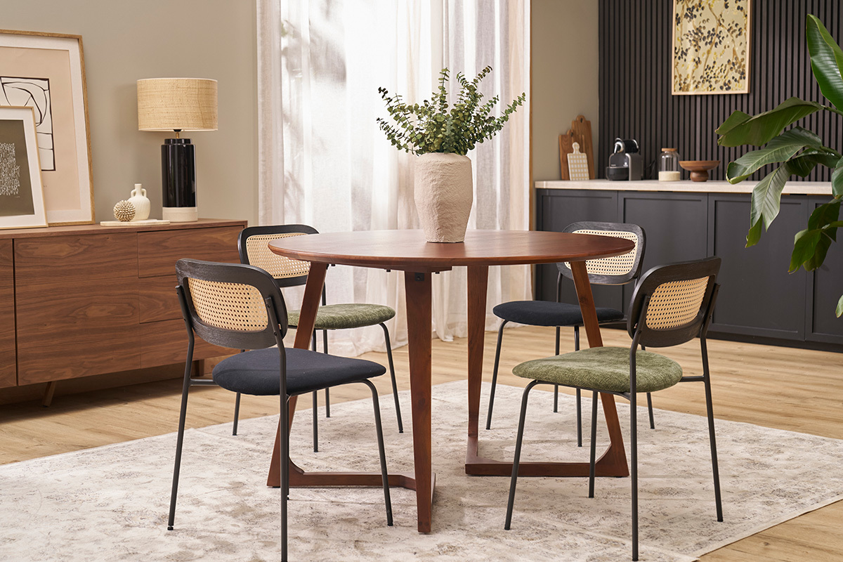 Table design ronde en bois massif L115 cm BANDOL