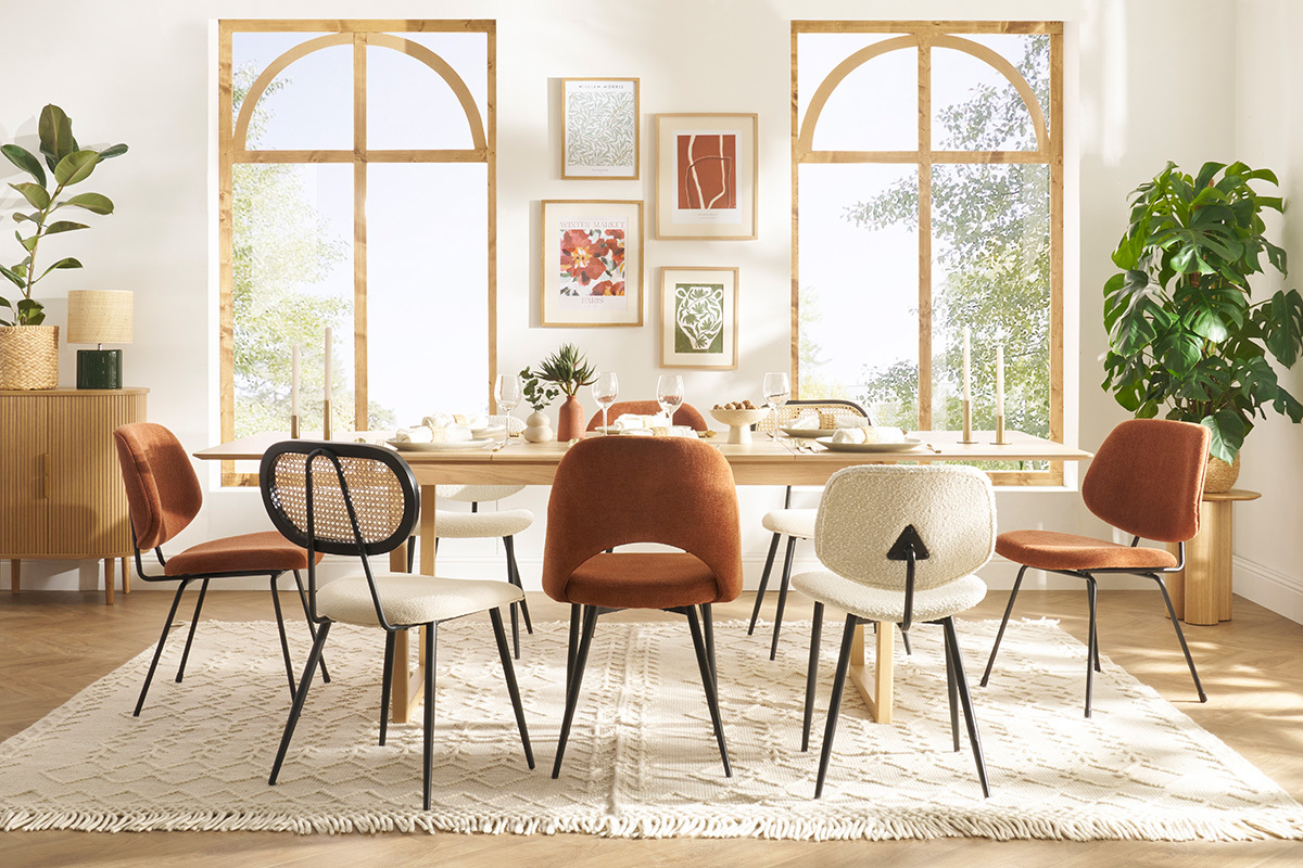 Table extensible rallonges int�gr�es rectangulaire bois clair ch�ne L160-240 cm LAHO