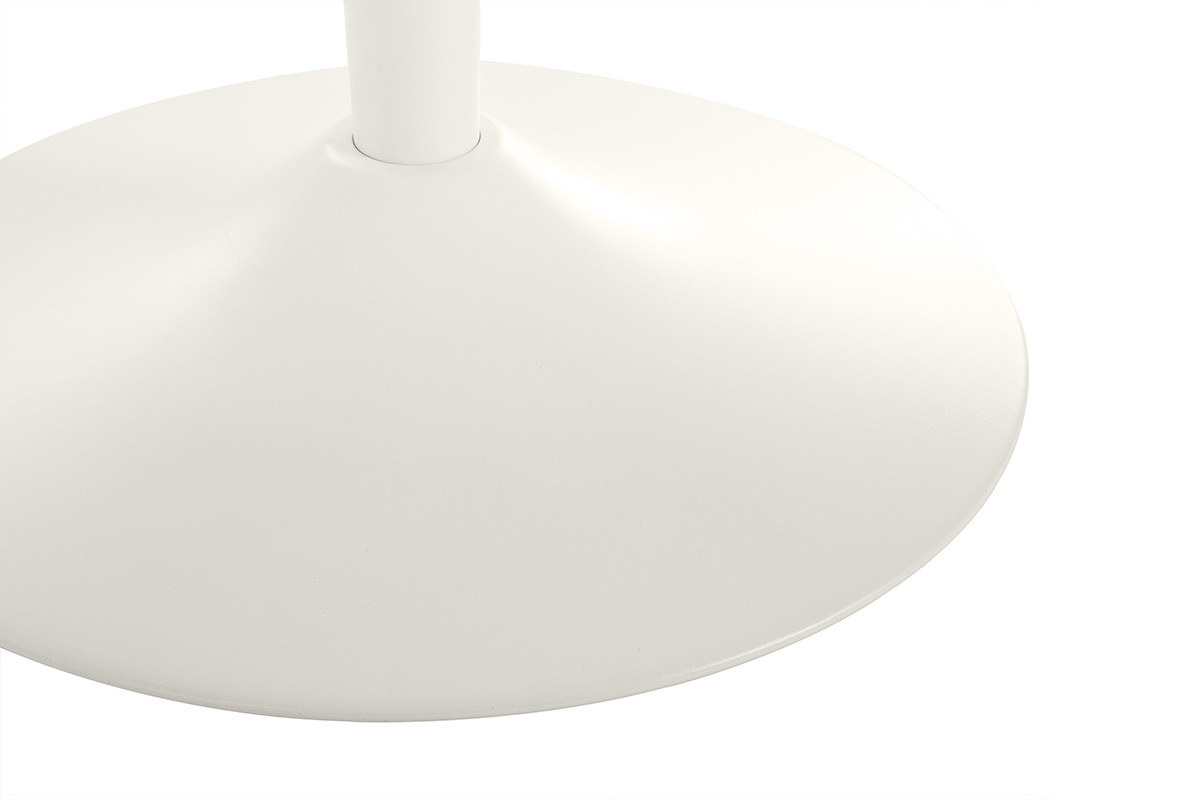Pied central tulipe en m�tal blanc de la table � manger MALOU, vue rapproch�e.