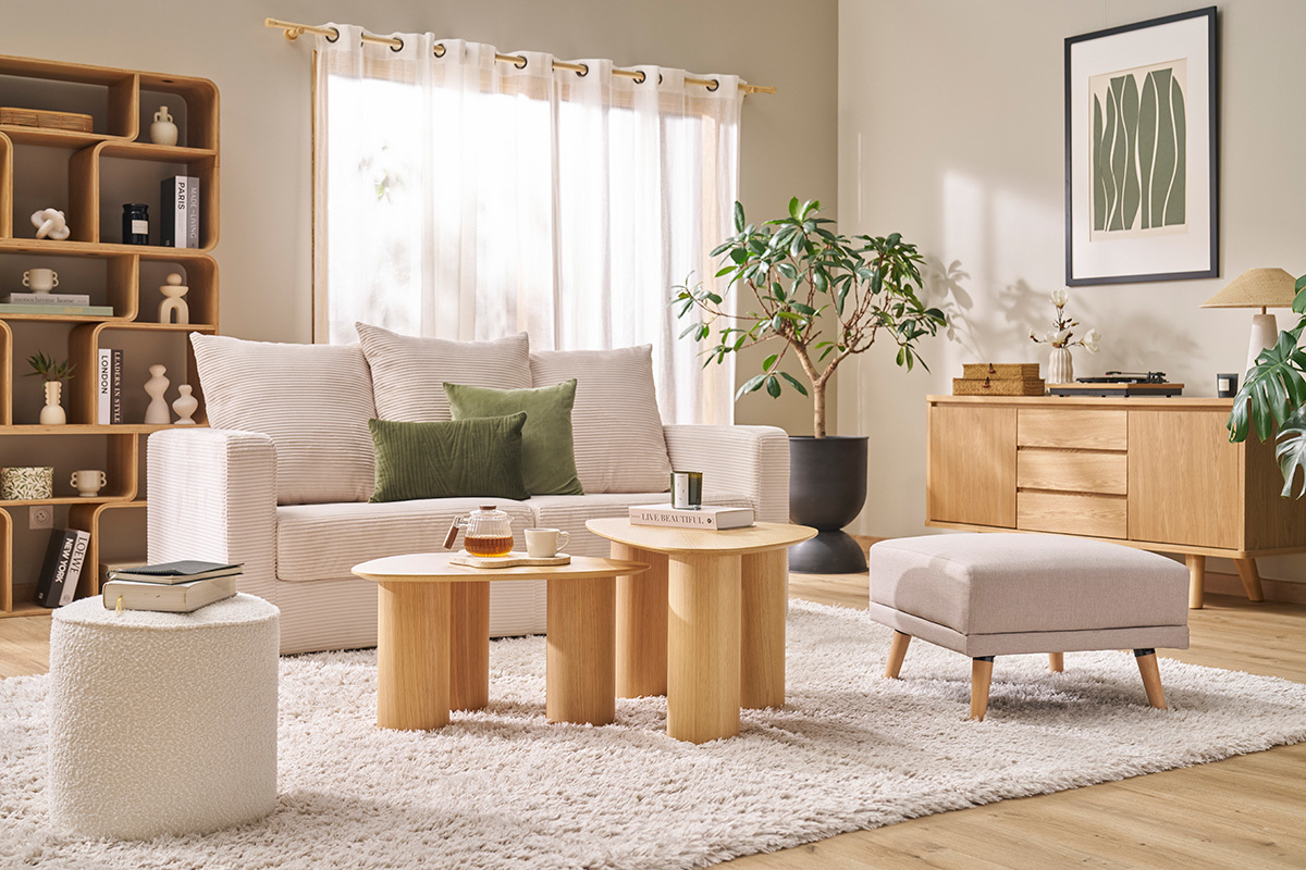 Tables basses gigognes design en bois clair (lot de 2) FOLEEN