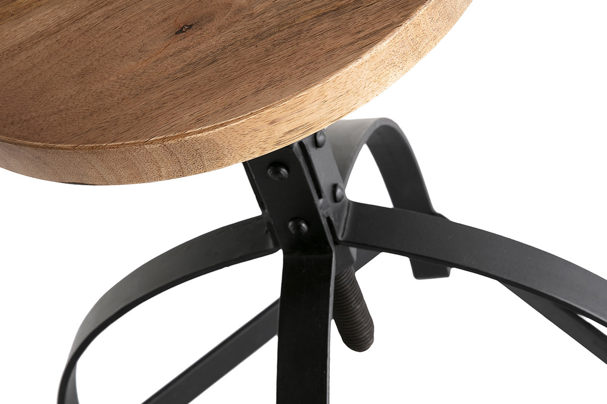 Tabouret d'appoint m�tal et bois 65 cm INDUSTRIA