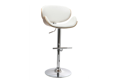 Tabouret de bar design blanc et bois clair WALNUT