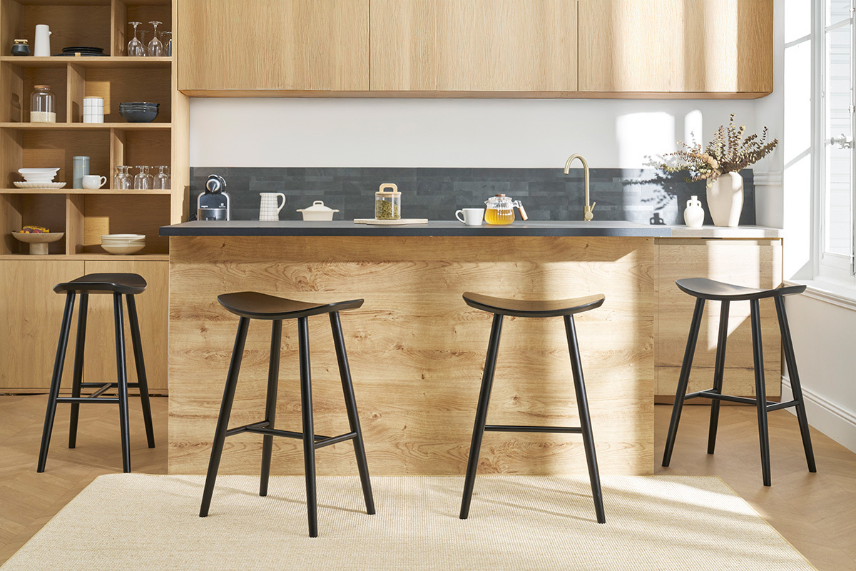 Tabouret de bar design noir 72 cm DEMORY
