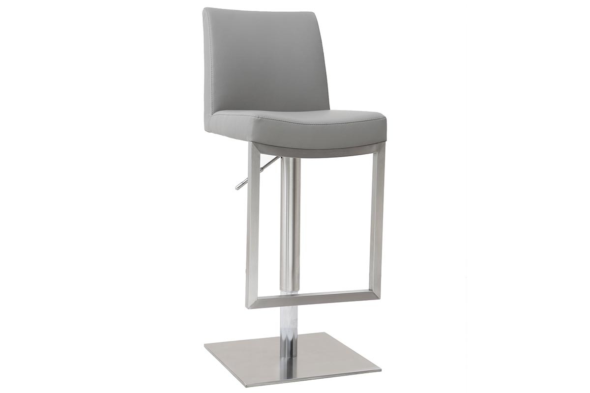 Tabouret de bar relevable gris et acier chrom� KYLE