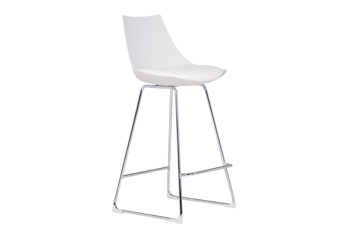 Tabourets de bar design blancs 65 cm (lot de 2) JUNE